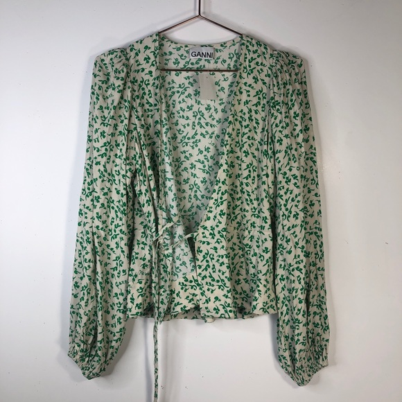 NWT Ganni Floral Wrap Blouse - Picture 3 of 6